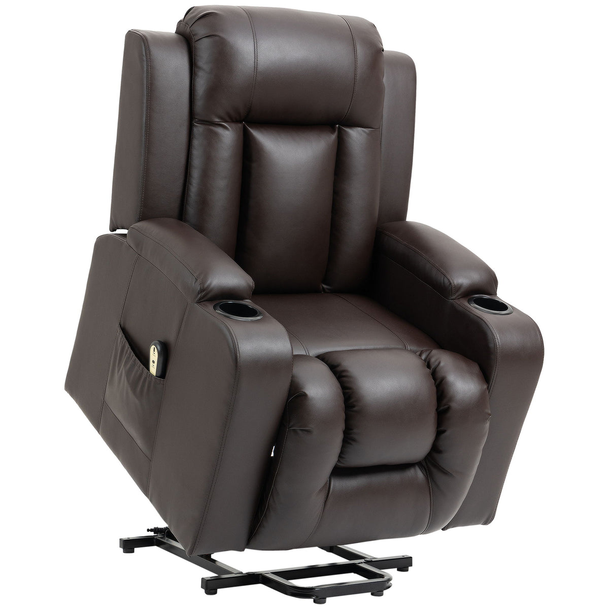 Electric Recliner with Cup Holder-Brown