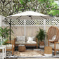 9.7ft Offset Patio UmbrellaCantilever Parasol with Crank Handle, 8 Ribs and Cross Base for Outdoor, Sun Shade, Cream