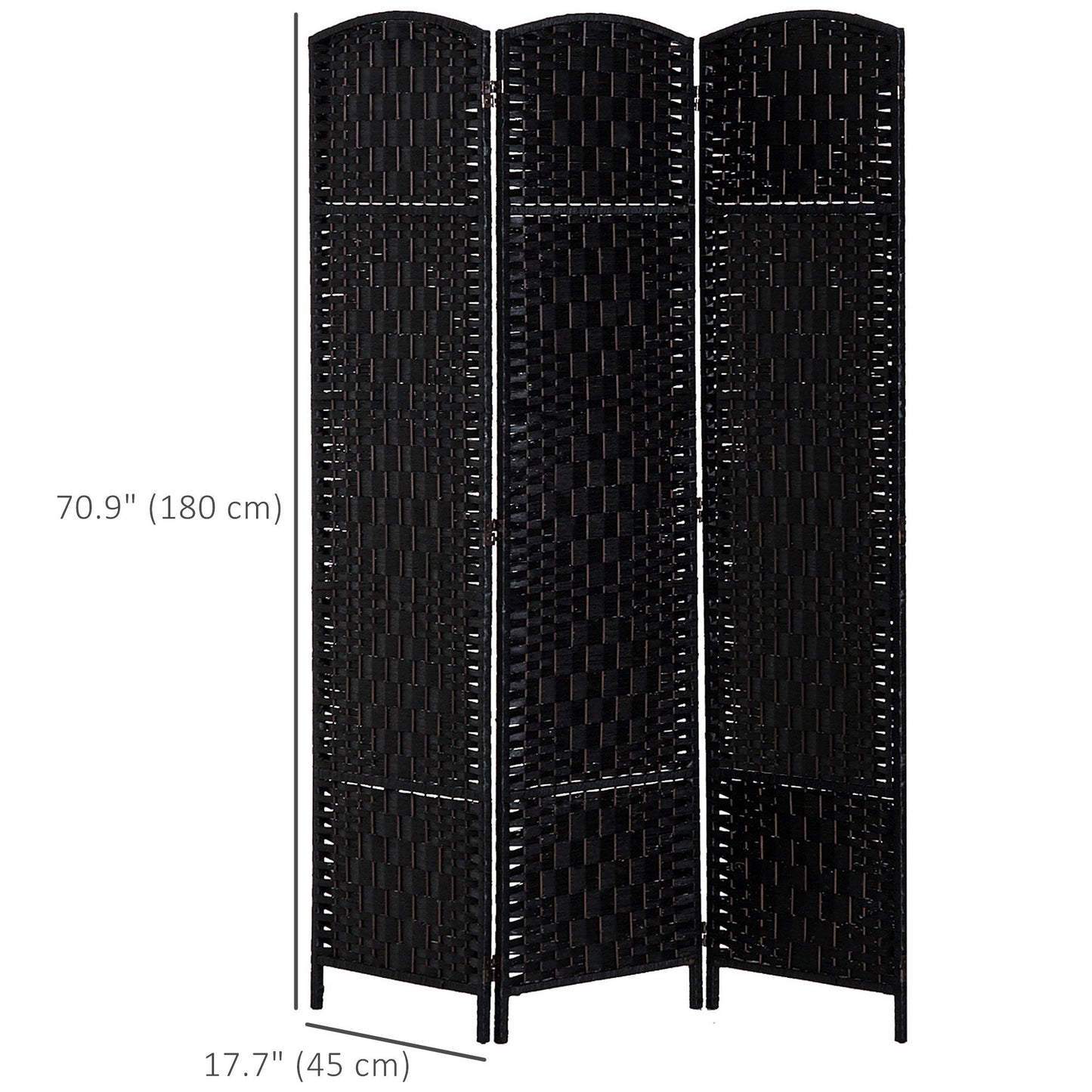 6ft Folding Room Divider, 3 Panel Wall Partition with Wooden Frame for Bedroom, Home Office, Black