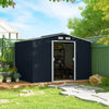 9.1'x6.4'x6.3' Garden Storage Shed w/ Foundation Kit Metal Tool Storage House w/ Double Doors Dark Grey