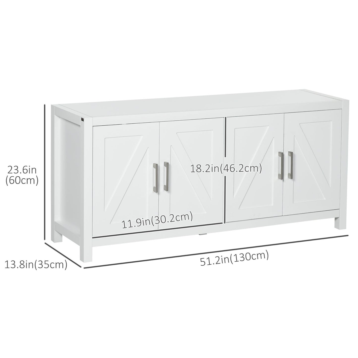 Barn-Door TV Stand for TVs up to 65" - White