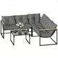 4 Piece Patio Furniture Set with Thick Cushions and Coffee Table, Patio Conversation Set for Porch, Balcony, Deck, Grey