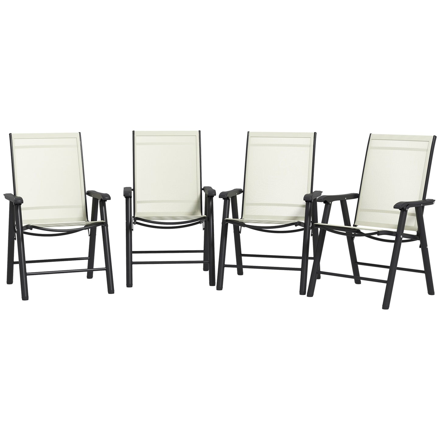 4-Piece Folding Chair Set for Relaxing on Patio Balcony Garden, Comfortable Outdoor Furniture with Armrests, Beige
