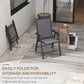 2-Piece Folding Chair Set for Relaxing on Patio Balcony Garden, Comfortable Outdoor Furniture with Armrests, Dark Grey