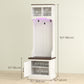 3-in-1 Hall Tree with LED Lights and Bench, Coat Rack with Shoe Storage, White Wood Grain with Light