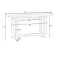 Modern Console with Pine Veneer Top and Solid Legs, Versatile Hallway Table with Adjustable Feet, 59'' L x 15.5'' W x 31.5'' H, Dark Gray+White