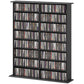 8-Tier DVD Shelf with 12 Adjustable Shelves, Double CD Shelf, Holds 720 CDs, 396 DVDs or 396 Blu-rays, Black