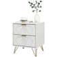 Modern Bedside Table, Accent Nightstand with 2 Drawers, Bed End Table for Bedroom, Living Room, White