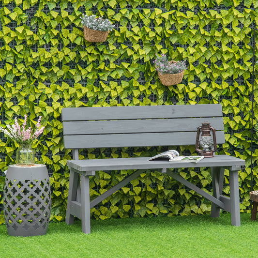 Wooden Garden Bench for Outdoor, 2-person Patio Bench, Loveseat Furniture for Lawn, Deck, Yard, Porch and Entryway, Grey