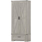 72" Farmhouse Pantry Cabinet with Adjustable Shelves, Kitchen Pantry Cabinet with 2 Doors, Distressed Light Grey