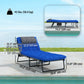 2 Pieces Folding Lounge Chairs with 4-level Reclining Back, Outdoor Tanning Chair with Cushion, Sun Lounger with Breathable Mesh Fabric, Side Pocket, Headrest, Blue