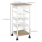 Rolling Kitchen Cart with Drawer and Basket - White