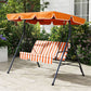 3-Seater Outdoor Porch Swing with Adjustable Canopy, Patio Swing Chair for Garden, Poolside, Backyard, Orange
