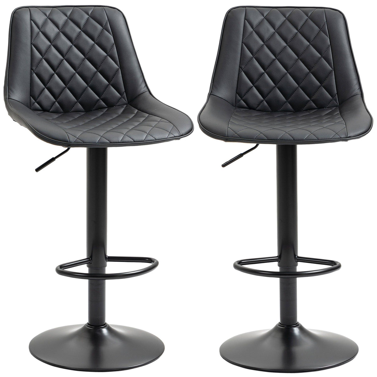 Swivel Counter Height Bar Stools Set of 2 with Back - Black