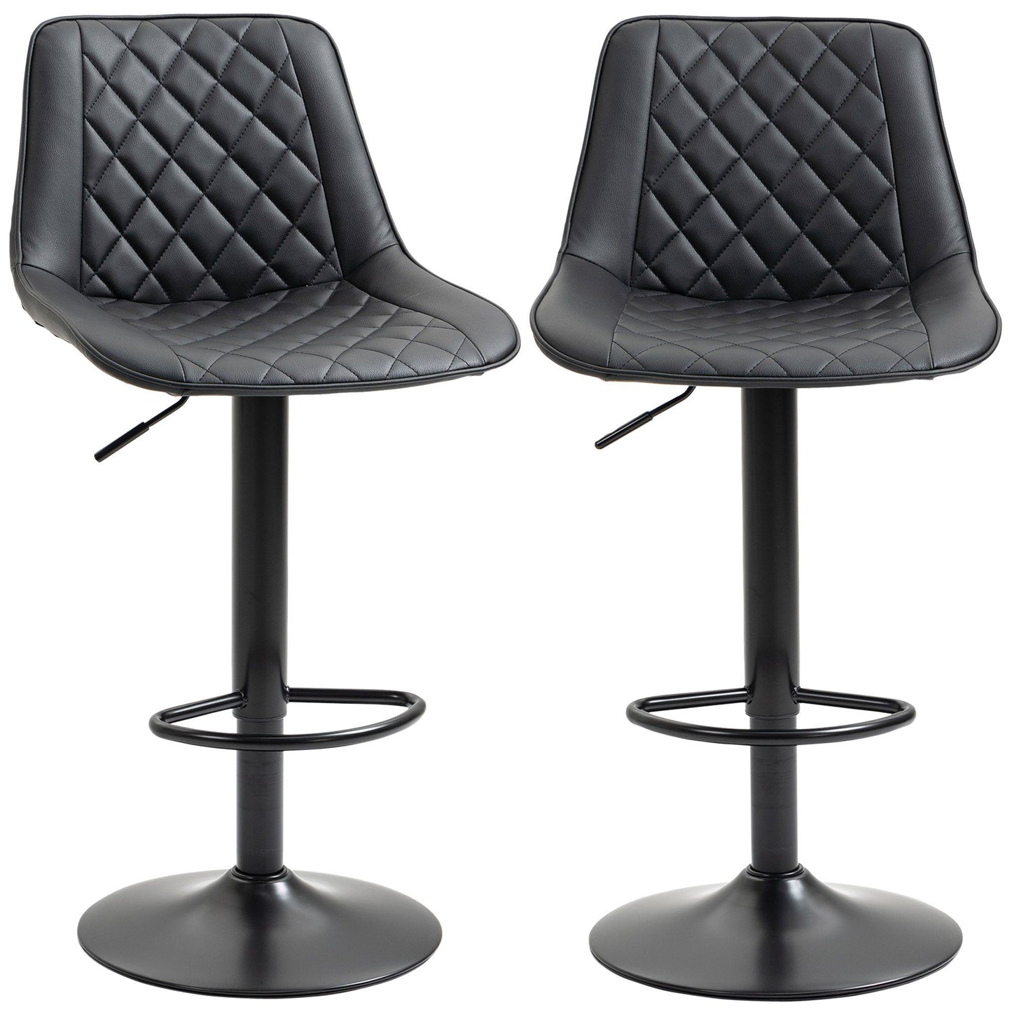 Swivel Counter Height Bar Stools Set of 2 with Back - Black