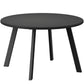 Round Outdoor Side Table, Patio Coffee Table with Metal Frame and Non-Slip Foot Pads, Charcoal Grey