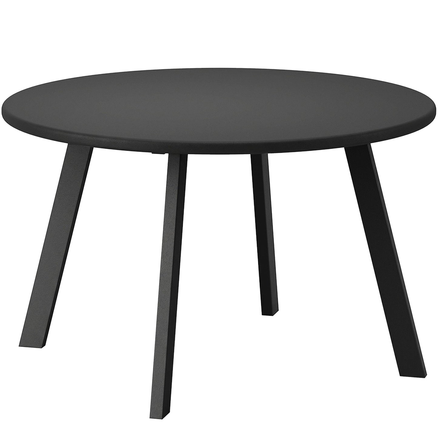 Round Outdoor Side Table, Patio Coffee Table with Metal Frame and Non-Slip Foot Pads, Charcoal Grey