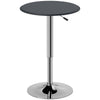 Round Adjustable-Height Bar Table with Chrome Base - Black
