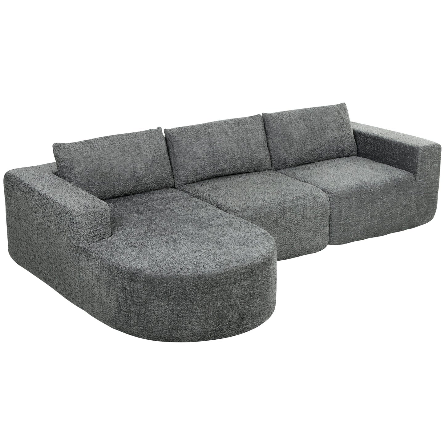 L-Shaped Cloud Modular Sectional Sofa with Chaise - Dark Grey