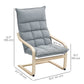 Modern Armchair, Upholstered Accent Chair with Curved Leg and Arm, Leisure Lounge Chair for Living Room, Light Grey