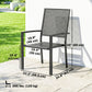Stackable Patio Chairs Set of 2, Outdoor Dining Chairs with Faux Wicker Steel Mesh Back, Slatted Seat, Armrests, Black