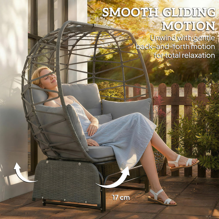 Double Glider Egg Chair with Cushions and Pillows