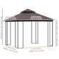 10'x10' Soft-top Patio Gazebo with Double Tier Roof, Mesh Curtains, Display Shelves, Top Hooks, Coffee