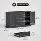 Farmhouse Sideboard with Charging Station, 58" Buffet Cabinet, Kitchen Storage Cabinet with 4 Drawers, 2 Doors, Black