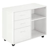 3-Drawer Lateral Filing Cabinet on Wheels - White