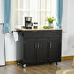 Modern Kitchen Island, Utility Kitchen Serving Cart with 2 Storage Drawers & Cabinets for Dining Room, Black