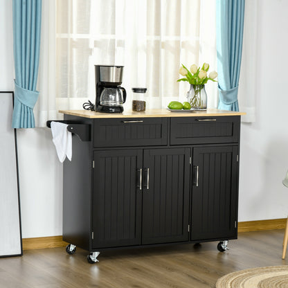 Kitchen Island Cart with 2 Drawers and Cabinets