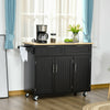 Modern Kitchen Island, Utility Kitchen Serving Cart with 2 Storage Drawers & Cabinets for Dining Room, Black