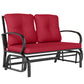 2-Person Outdoor Glider Chair, Patio Double Rocking Loveseat with Steel Frame and Cushions for Backyard, Garden and Porch, Red