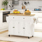Rolling Kitchen Island Cart with Wood Top - Cream White