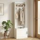 Modern Hall Tree with Shoe Storage Bench, Coat Rack and Shelves, White