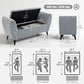 Upholstered Storage Bench with Arms, Modern Ottoman Bench for Bedroom, Entryway, and Living Room, Grey