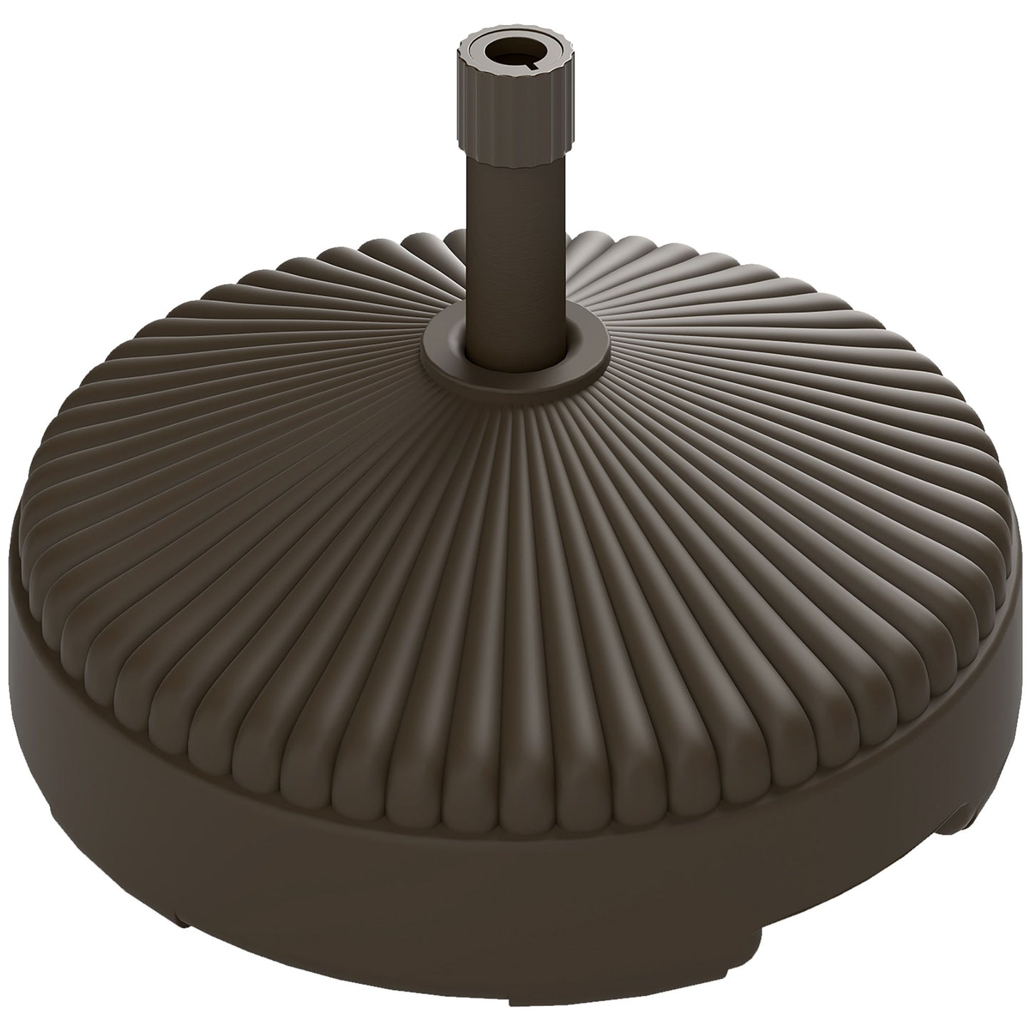 Round Plastic Patio Umbrella Base Parasol Holder Outdoor Umbrella Stand, Filled Up to 62lbs with Stand or 51lbs with Water for Garden, Poolside, Brown