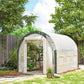 Upgraded Tunnel Greenhouse Green House with Mesh Door and Windows, 6 Plant Labels and Gloves, White