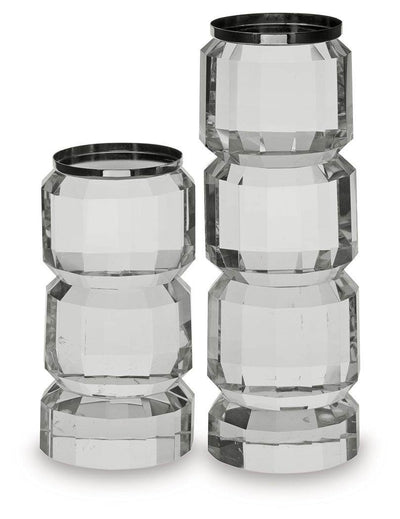Brentley - Clear / Silver Finish - Candle Holder Set (Set of 2) - Forward Furniture