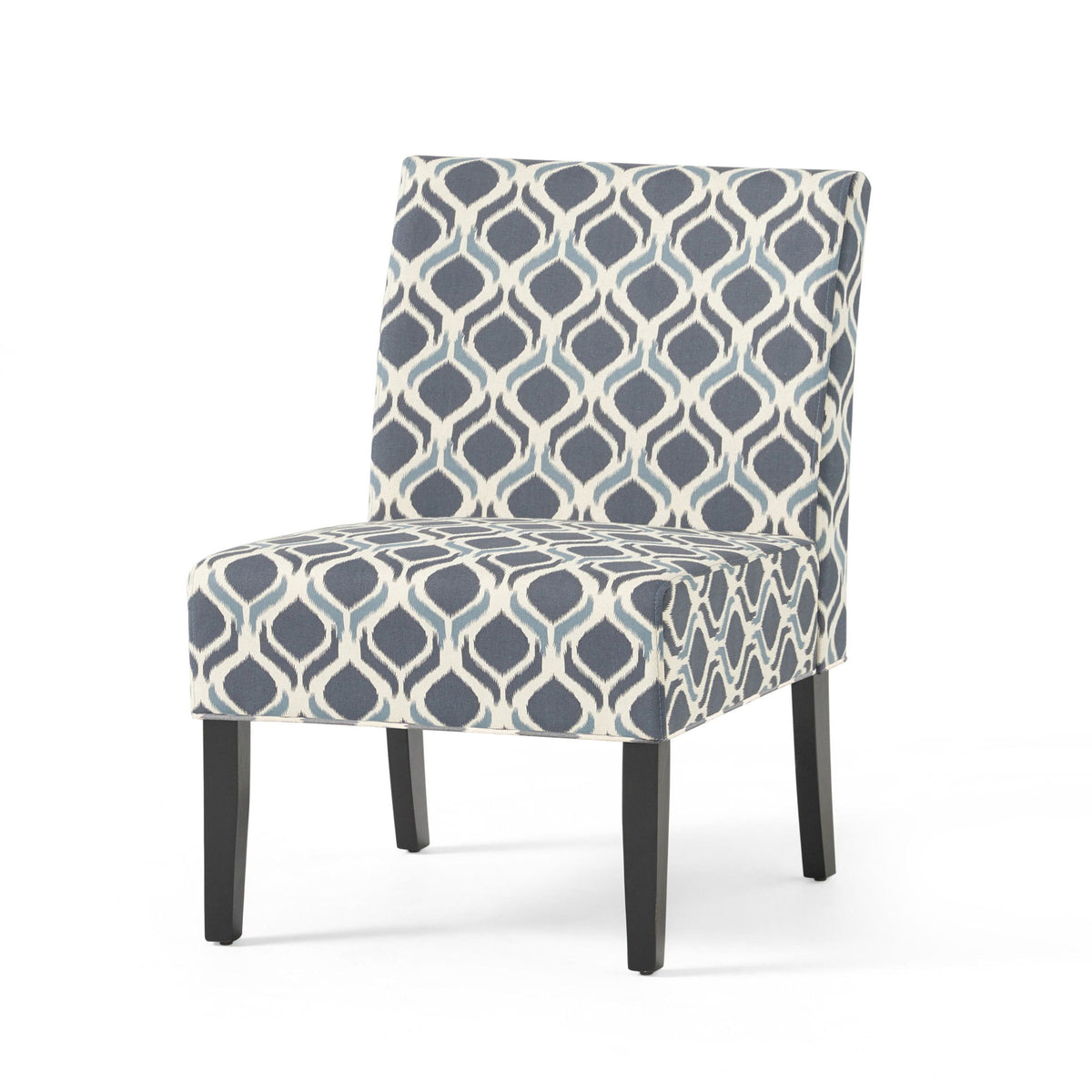 Contemporary Accent Chair with Clean Lines and Rubberwood Tapered Legs, Upholstered Seating for Living Room, 22.5'' L x 29.5'' W x 32'' H, Blue