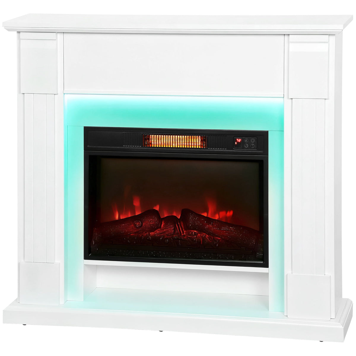 41 Inch Electric Fireplace with Mantel, 1400W Fireplace Heater with Adjustable 3D Flame Effect for Living Room, White