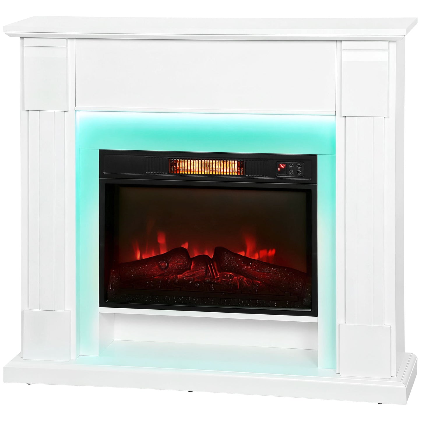 41 Inch Electric Fireplace with Mantel, 1400W Fireplace Heater with Adjustable 3D Flame Effect for Living Room, White