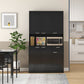 71" Kitchen Pantry Storage Cabinet with Hutch - High Gloss Black