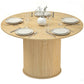 Round Dining Table for 5, 47 Inch Kitchen Table with Fluted Pedestal Base, for Kitchen Living Room Dining Room, Natural