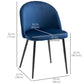 Velvet Mid-Back Dining Chairs Set of 4 - Dark Blue