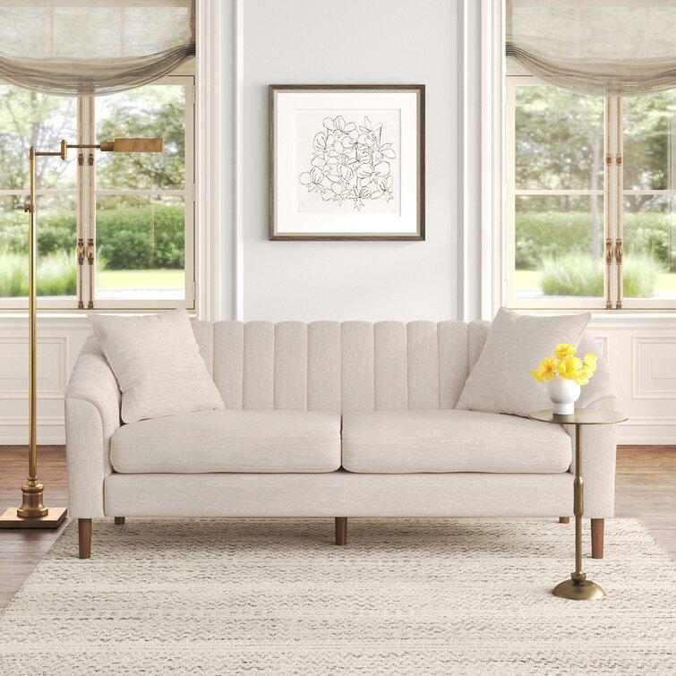3-Seater Contemporary Sofa with Button Tufted Diamond Stitching, Daybed Perfect for Living Room, 84.5'' L x 33.5'' W x 33.5'' H, Beige
