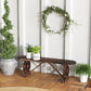 2-Person Outdoor Bench, Wood Garden Bench with Wagon Wheel Legs, Slatted Seat for Patio, Park, Backyard, Carbonized