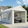 10' x 20' Heavy Duty Carport, Height Adjustable Portable Garage Car Canopy Tent Shelter with Doors, Windows, White