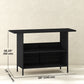 Wicker Outdoor Bar Table, PE Rattan Bar Height Patio Table with 2 Shelves, Steel Frame for Garden, Backyard, Black