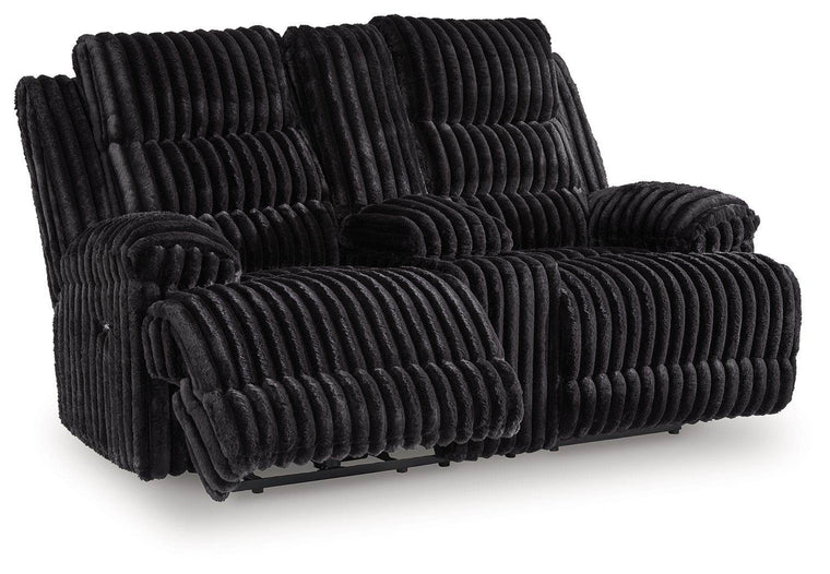 Rhine Falls - Onyx - Double Reclining Power Loveseat With Console - Forward Furniture